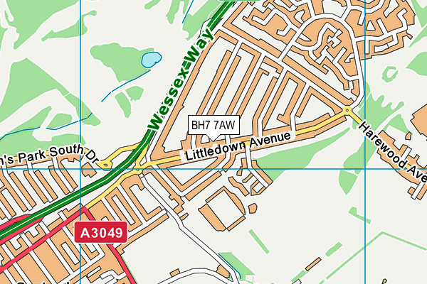 BH7 7AW map - OS VectorMap District (Ordnance Survey) BH7 7AW map - OS VectorMap District (Ordnance Survey)