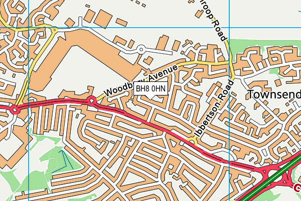 BH8 0HN map - OS VectorMap District (Ordnance Survey)