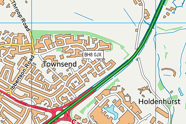 BH8 0JX map - OS VectorMap District (Ordnance Survey) BH8 0JX map - OS VectorMap District (Ordnance Survey)
