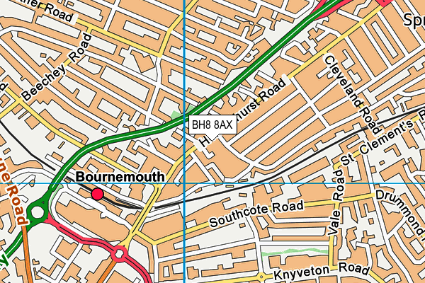BH8 8AX map - OS VectorMap District (Ordnance Survey)