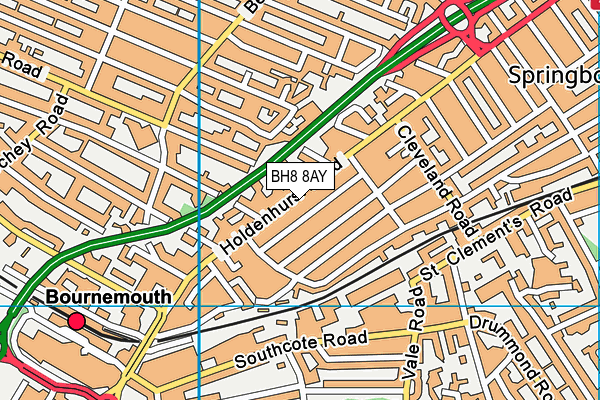 BH8 8AY map - OS VectorMap District (Ordnance Survey) BH8 8AY map - OS VectorMap District (Ordnance Survey)