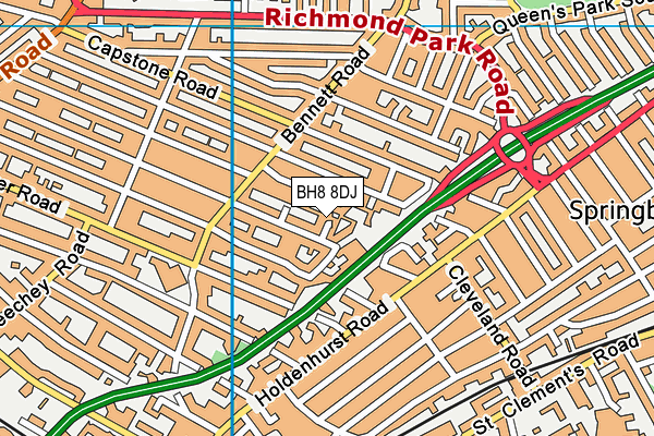 BH8 8DJ map - OS VectorMap District (Ordnance Survey) BH8 8DJ map - OS VectorMap District (Ordnance Survey)