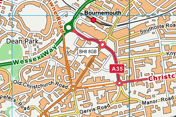 BH8 8GB map - OS VectorMap District (Ordnance Survey)