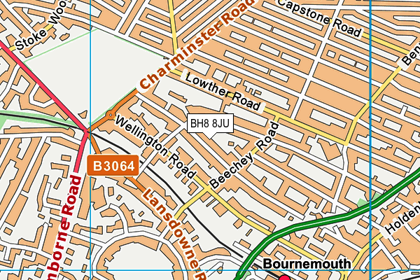 BH8 8JU map - OS VectorMap District (Ordnance Survey) BH8 8JU map - OS VectorMap District (Ordnance Survey)