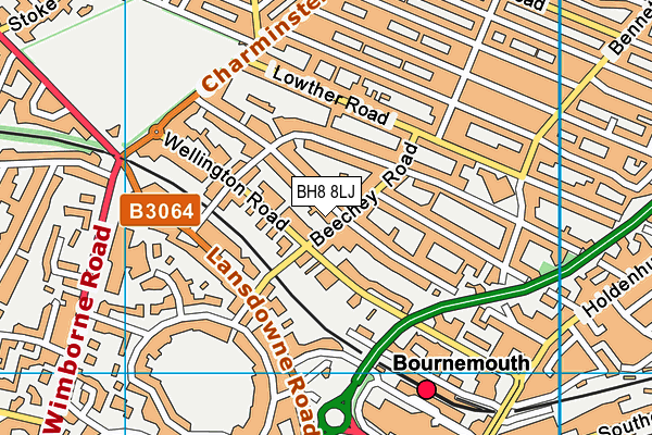 BH8 8LJ map - OS VectorMap District (Ordnance Survey) BH8 8LJ map - OS VectorMap District (Ordnance Survey)