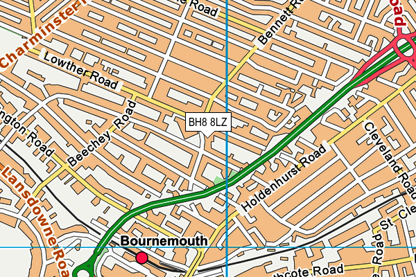BH8 8LZ map - OS VectorMap District (Ordnance Survey) BH8 8LZ map - OS VectorMap District (Ordnance Survey)
