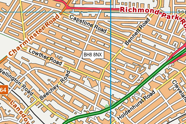 BH8 8NX map - OS VectorMap District (Ordnance Survey) BH8 8NX map - OS VectorMap District (Ordnance Survey)