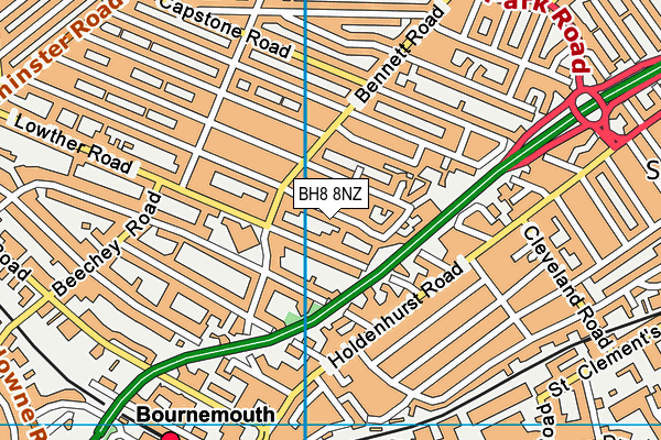 BH8 8NZ map - OS VectorMap District (Ordnance Survey)