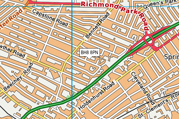 BH8 8PN map - OS VectorMap District (Ordnance Survey)