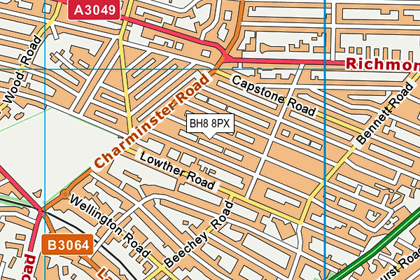 BH8 8PX map - OS VectorMap District (Ordnance Survey) BH8 8PX map - OS VectorMap District (Ordnance Survey)