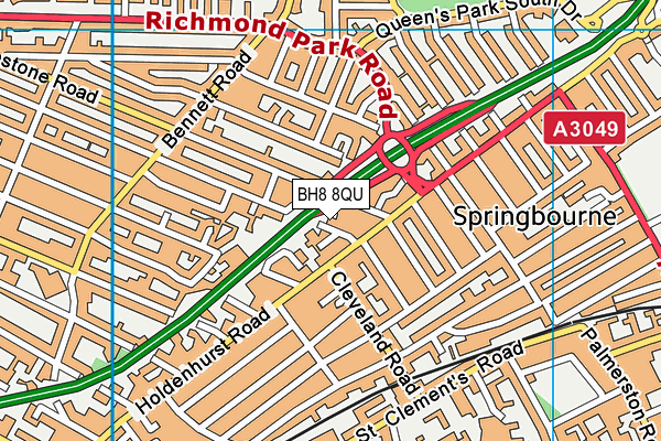 BH8 8QU map - OS VectorMap District (Ordnance Survey)