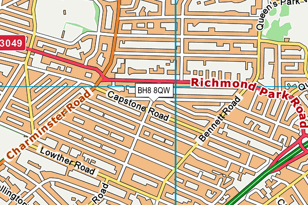 BH8 8QW map - OS VectorMap District (Ordnance Survey) BH8 8QW map - OS VectorMap District (Ordnance Survey)