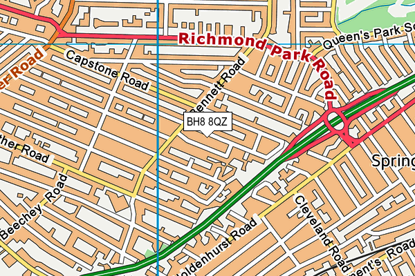BH8 8QZ map - OS VectorMap District (Ordnance Survey)