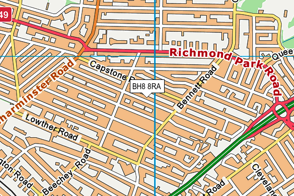BH8 8RA map - OS VectorMap District (Ordnance Survey)