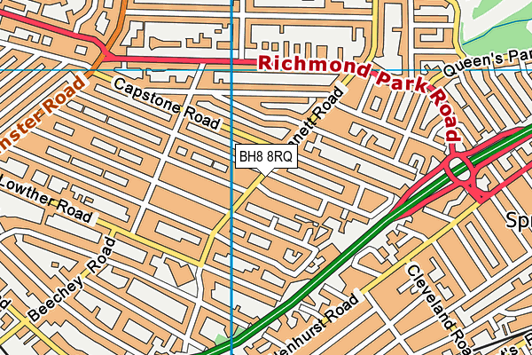 BH8 8RQ map - OS VectorMap District (Ordnance Survey)