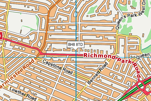 BH8 8TD map - OS VectorMap District (Ordnance Survey)