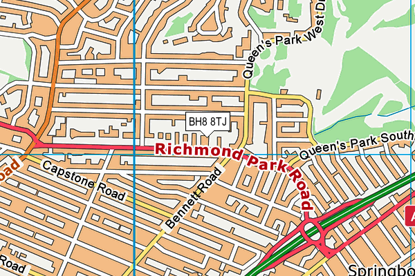 BH8 8TJ map - OS VectorMap District (Ordnance Survey) BH8 8TJ map - OS VectorMap District (Ordnance Survey)