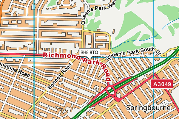 BH8 8TQ map - OS VectorMap District (Ordnance Survey) BH8 8TQ map - OS VectorMap District (Ordnance Survey)