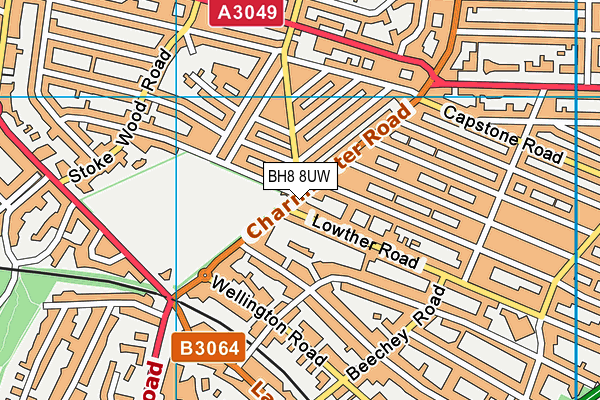 BH8 8UW map - OS VectorMap District (Ordnance Survey)