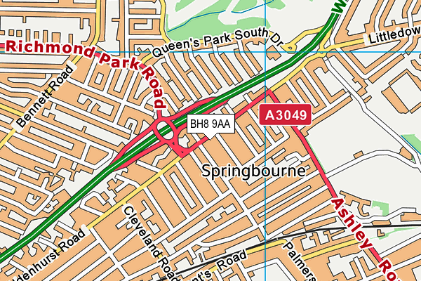 BH8 9AA map - OS VectorMap District (Ordnance Survey) BH8 9AA map - OS VectorMap District (Ordnance Survey)
