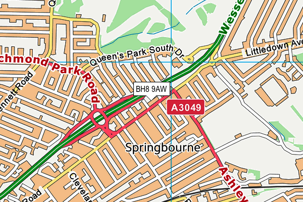 BH8 9AW map - OS VectorMap District (Ordnance Survey) BH8 9AW map - OS VectorMap District (Ordnance Survey)