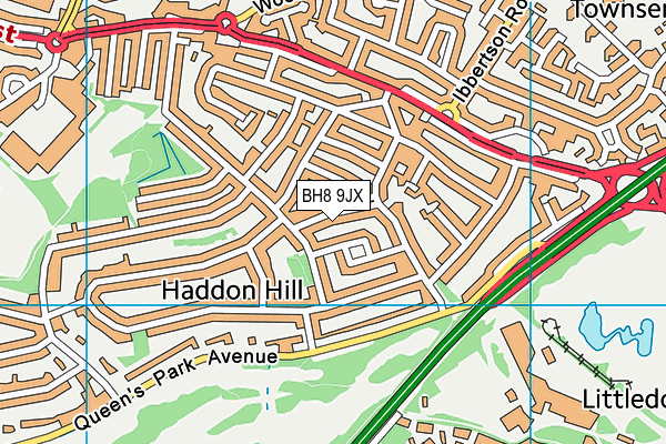 BH8 9JX map - OS VectorMap District (Ordnance Survey) BH8 9JX map - OS VectorMap District (Ordnance Survey)