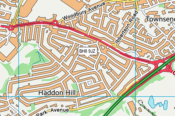 BH8 9JZ map - OS VectorMap District (Ordnance Survey)