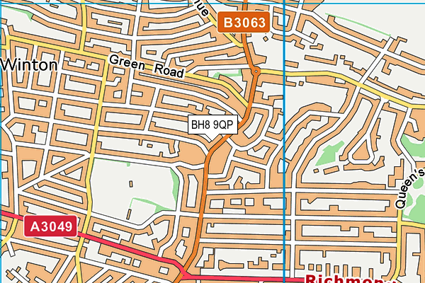 BH8 9QP map - OS VectorMap District (Ordnance Survey) BH8 9QP map - OS VectorMap District (Ordnance Survey)