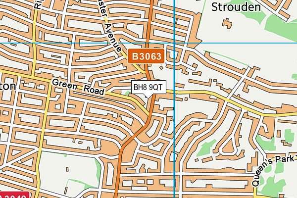 BH8 9QT map - OS VectorMap District (Ordnance Survey) BH8 9QT map - OS VectorMap District (Ordnance Survey)