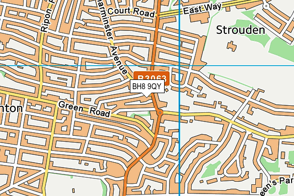 BH8 9QY map - OS VectorMap District (Ordnance Survey) BH8 9QY map - OS VectorMap District (Ordnance Survey)