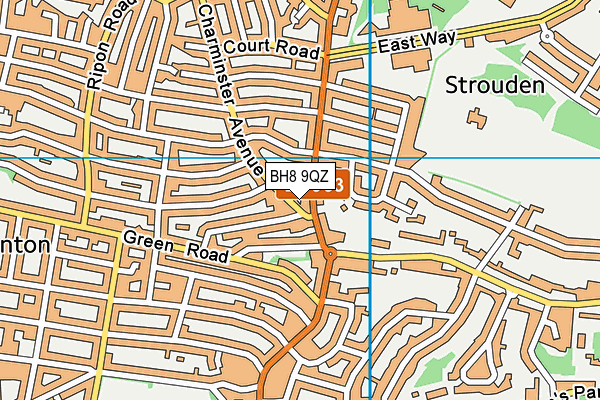 BH8 9QZ map - OS VectorMap District (Ordnance Survey) BH8 9QZ map - OS VectorMap District (Ordnance Survey)