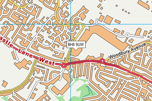 BH8 9UW map - OS VectorMap District (Ordnance Survey)