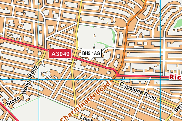 BH9 1AG map - OS VectorMap District (Ordnance Survey)