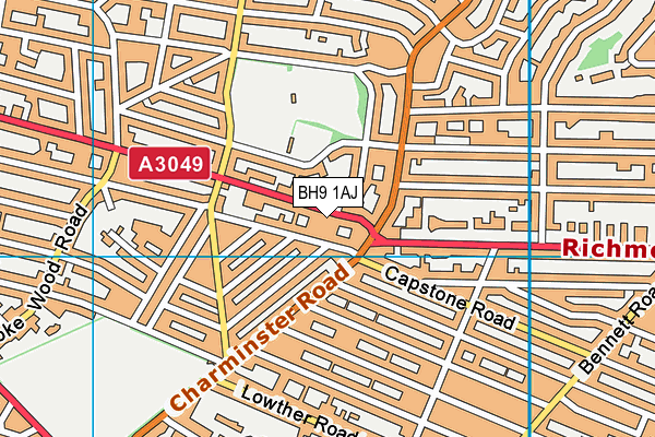 BH9 1AJ map - OS VectorMap District (Ordnance Survey)