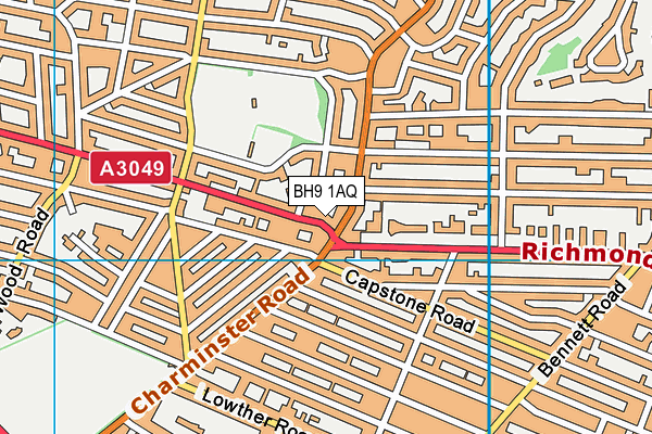BH9 1AQ map - OS VectorMap District (Ordnance Survey)