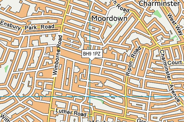 BH9 1PZ map - OS VectorMap District (Ordnance Survey)