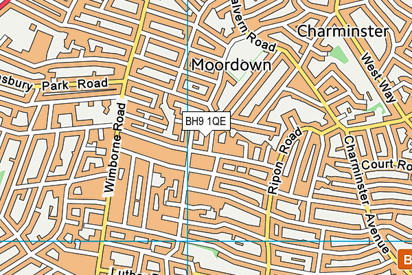 BH9 1QE map - OS VectorMap District (Ordnance Survey)