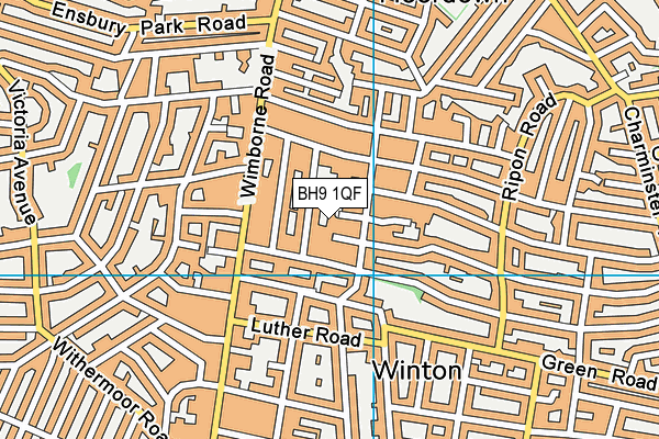 BH9 1QF map - OS VectorMap District (Ordnance Survey)