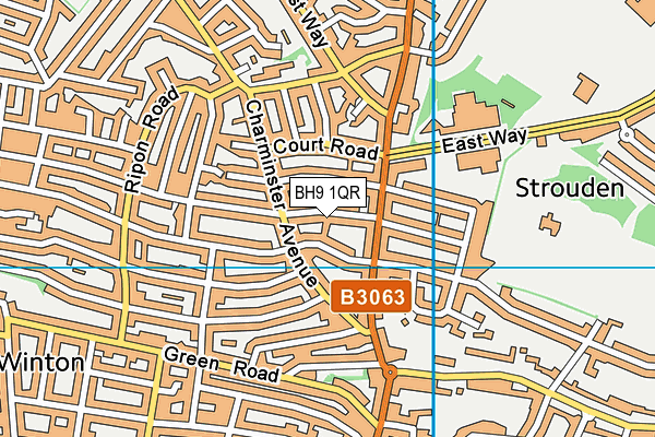 BH9 1QR map - OS VectorMap District (Ordnance Survey)