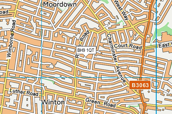 BH9 1QT map - OS VectorMap District (Ordnance Survey)