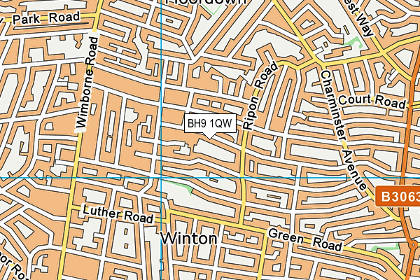 BH9 1QW map - OS VectorMap District (Ordnance Survey) BH9 1QW map - OS VectorMap District (Ordnance Survey)