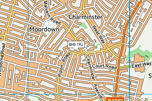 BH9 1RJ map - OS VectorMap District (Ordnance Survey) BH9 1RJ map - OS VectorMap District (Ordnance Survey)