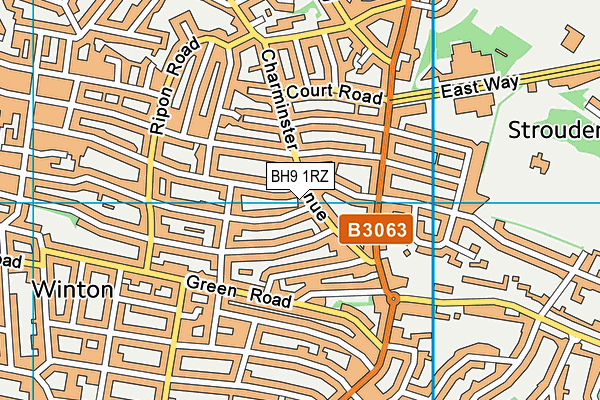 BH9 1RZ map - OS VectorMap District (Ordnance Survey) BH9 1RZ map - OS VectorMap District (Ordnance Survey)
