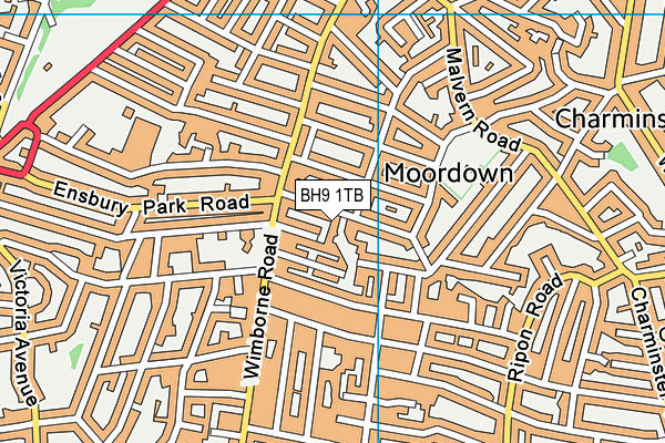 BH9 1TB map - OS VectorMap District (Ordnance Survey)