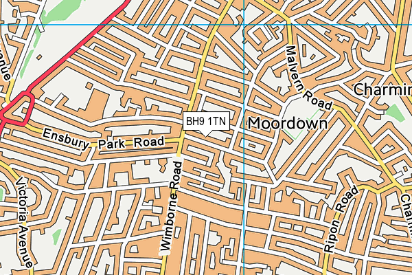BH9 1TN map - OS VectorMap District (Ordnance Survey)