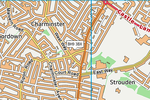 BH9 3BX map - OS VectorMap District (Ordnance Survey)