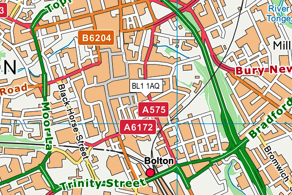BL1 1AQ map - OS VectorMap District (Ordnance Survey) BL1 1AQ map - OS VectorMap District (Ordnance Survey)