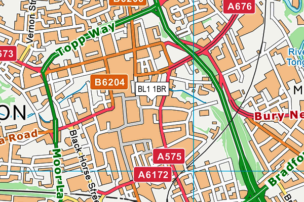 BL1 1BR map - OS VectorMap District (Ordnance Survey) BL1 1BR map - OS VectorMap District (Ordnance Survey)