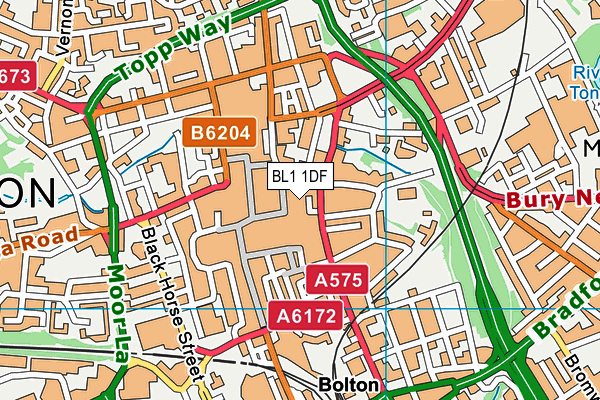 BL1 1DF map - OS VectorMap District (Ordnance Survey) BL1 1DF map - OS VectorMap District (Ordnance Survey)