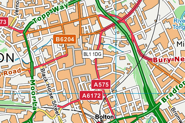 BL1 1DG map - OS VectorMap District (Ordnance Survey) BL1 1DG map - OS VectorMap District (Ordnance Survey)